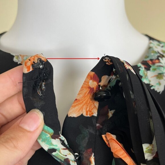 Mikael Aghal Women's Size 2 Floral Ruffle Pleated Sheer Dress Chiffon Victorian - Picture 13 of 13